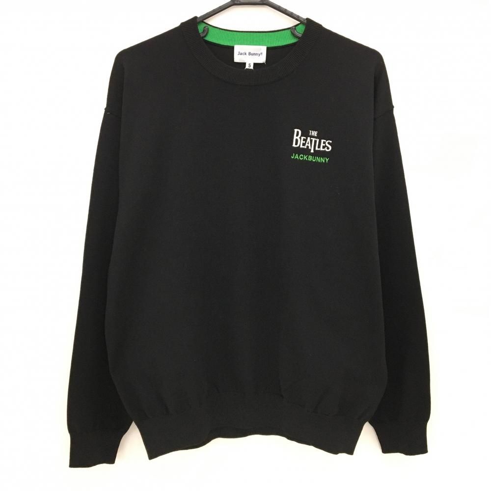 【新品】ジャックバニー×ビートルズ セーター 黒 ニット The BEATLES コラボ メンズ 5(L) ゴルフウェア 2025年モデル Jack Bunny