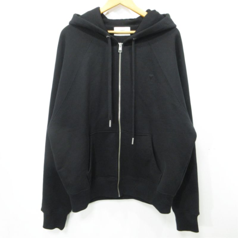 【三重本店】 中古 AMI | アミ ジップアップアップパーカー AMI DE COEUR HOODIE USW759.747 ブラック サイズ：XXL 【108】
