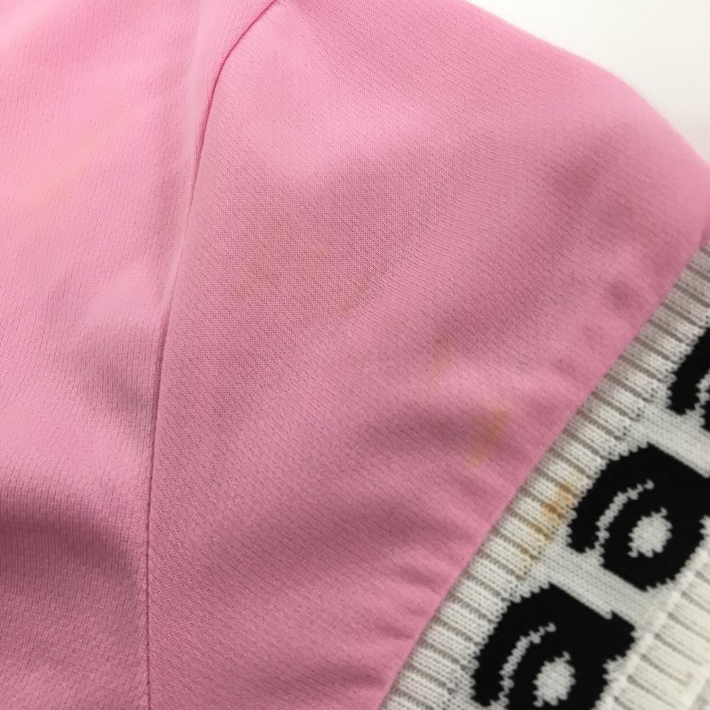 アルチビオ 半袖ハイネックシャツ ピンク×白 袖口ロゴ レディース 38(M