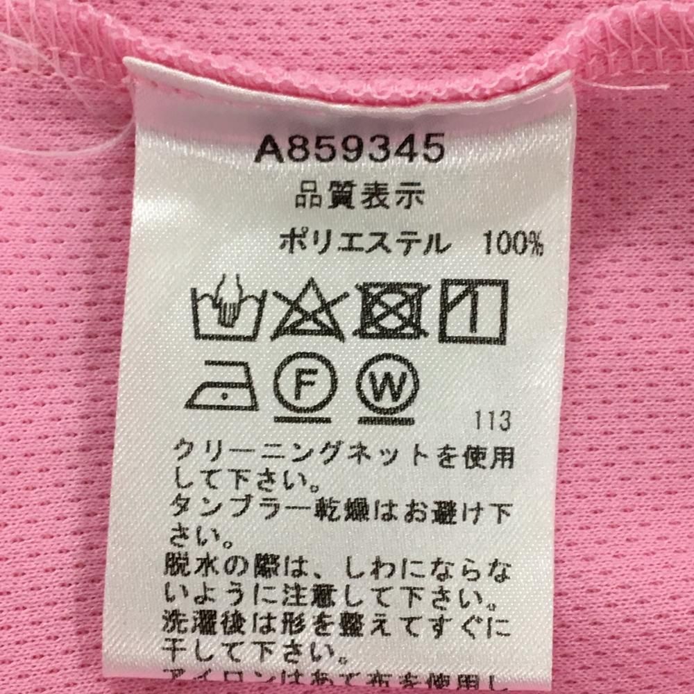 アルチビオ 半袖ハイネックシャツ ピンク×白 袖口ロゴ レディース 38(M