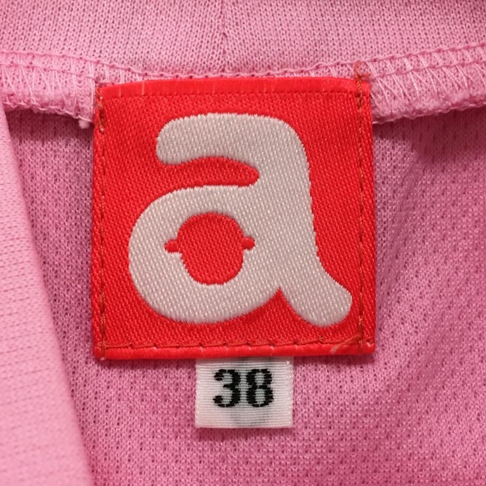 アルチビオ　新品未使用　38 アルチビオ 半袖ハイネックシャツ ピンク×白 袖口ロゴ レディース 38(M