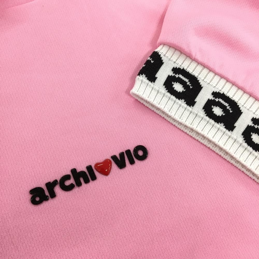 アルチビオ　新品未使用　38 アルチビオ 半袖ハイネックシャツ ピンク×白 袖口ロゴ レディース 38(M