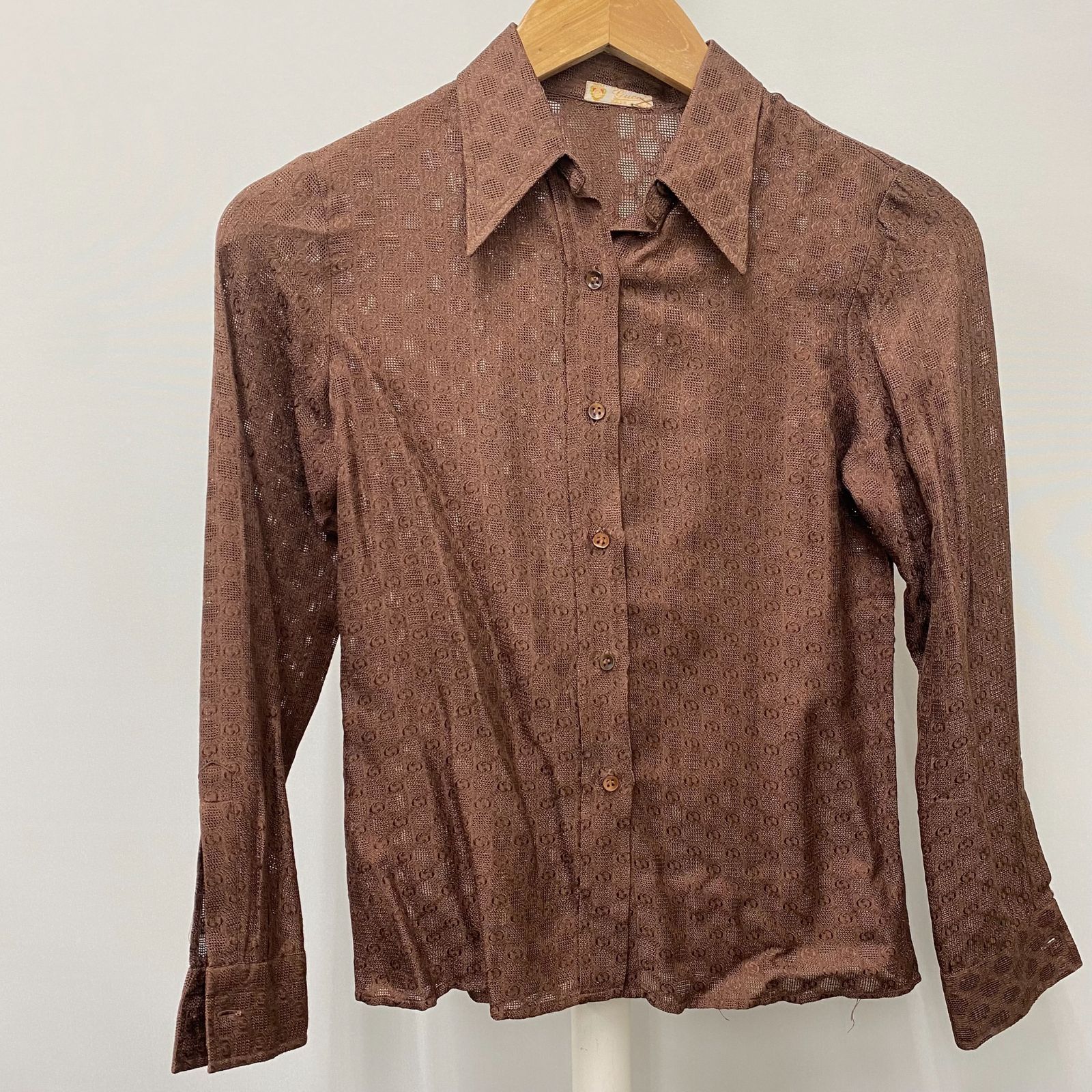 【中古】Vintage Gucci 長袖 シアーブラウス