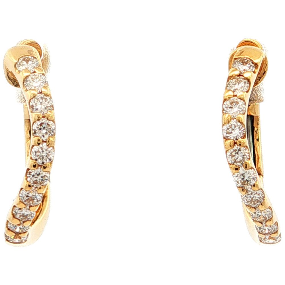 0.18ct 0.18ct フープ ダイヤモンド ダイヤモンドピアス K18YG/750-3.2g イエローゴールド 【♀】【A】【レディース】★■614691【中古】