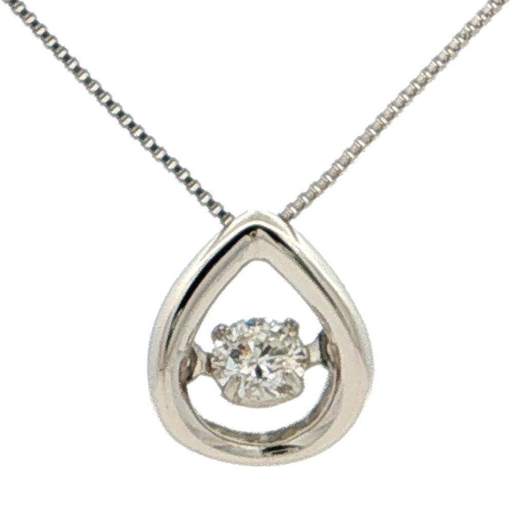 0.095ct ダンシングストーン 1P ダイヤモンドネックレス ペンダント Pt900-Pt850-1.5g プラチナ【♀】【S】【レディース】★■614152【中古】