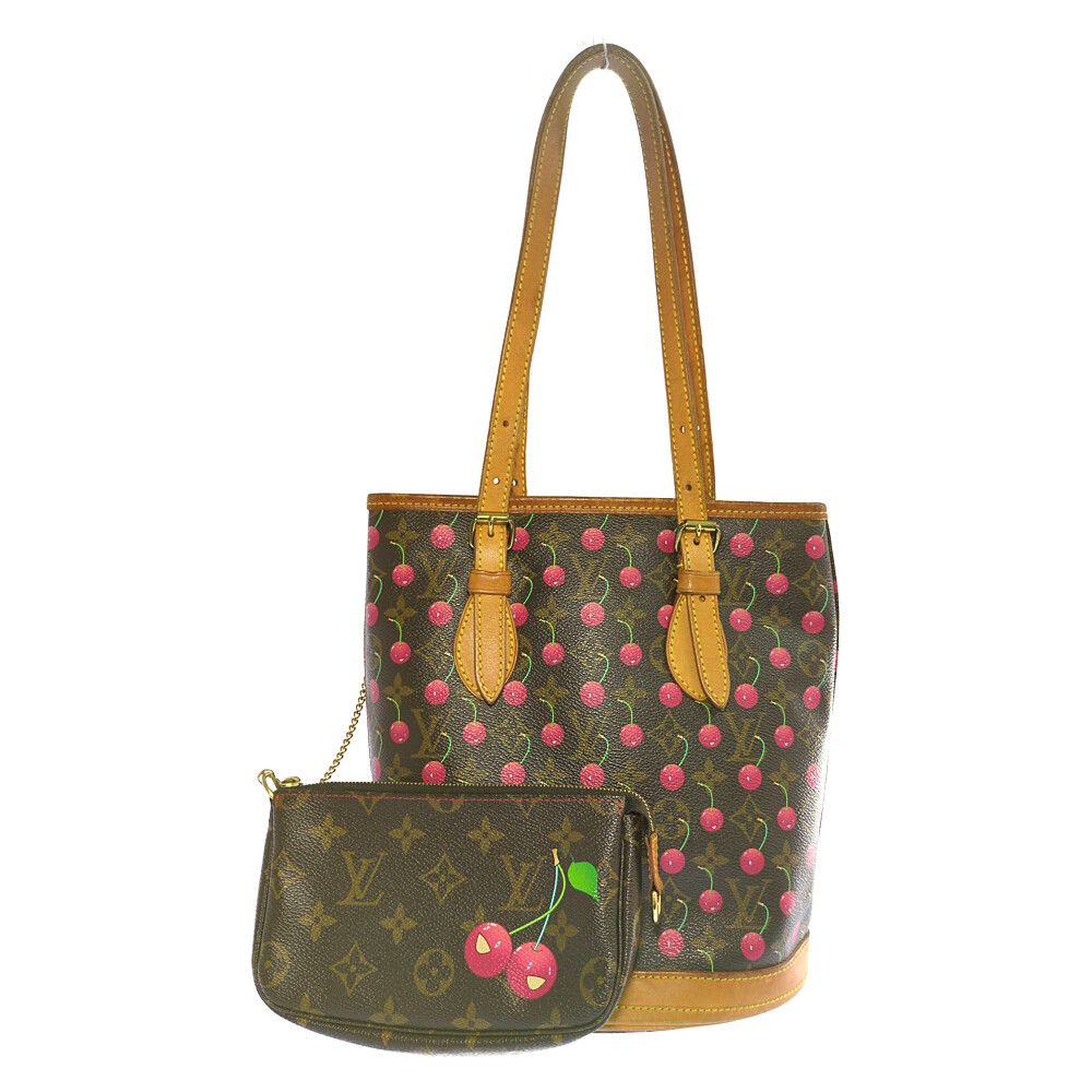 LOUIS VUITTON ルイヴィトン モノグラム チェリーブロッサム バケットPM トートバッグ M95012 ブラウン【オールシーズン】【B】【メンズ・レディース】★■614997【中古】