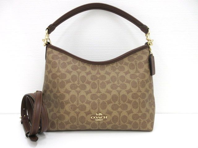 コーチ COACH ローレル ショルダーバッグ CV975 ブラウン系 シグネチャー キャンバス 2way かばん ☆AA★