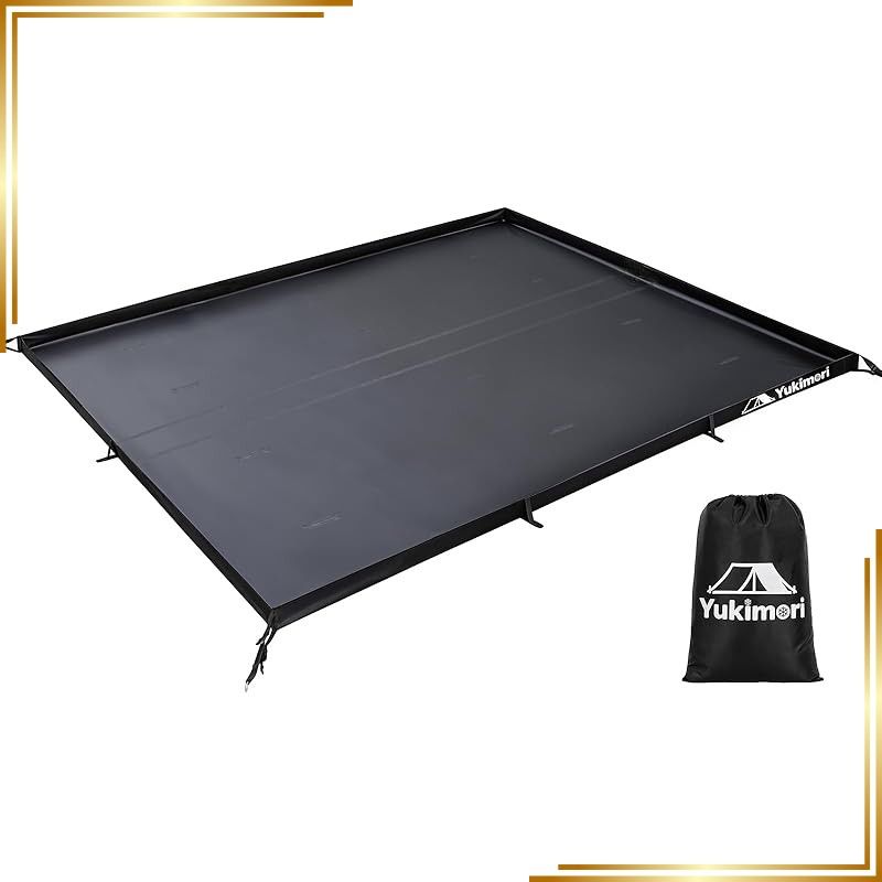 【新品】 Yukimori グランドシート バスタブ型 踏んでしなる安全設計 300×300cm リビングシート お花見 立ち上がり お座敷スタイル 立体式 テントシート アウトドア キャンプ ピクニック 防水 テントマット 黒 1