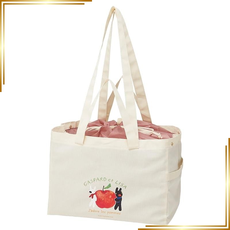 【新品】 スケーター(Skater) サイドベルト付 レジ カゴ バッグ 40×28×26cm 保冷 リサとガスパール リンゴ柄 KBR28-A