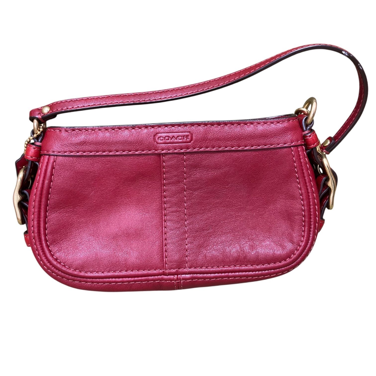 COACH コーチ レザー アクセサリーポーチ ワンショルダーバック レッド キングラム[01]