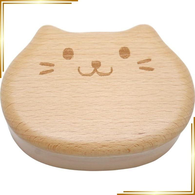 【新品】 padou 【buna】 アニマルウッド くりぬき 弁当箱 (ねこ) 300ml 天然ブナの木 無垢材 天然素材 木製 曲げわっぱ お弁当 皿 食器子供 こども スリム (サイズ：約H5.5×14×10.2cm)