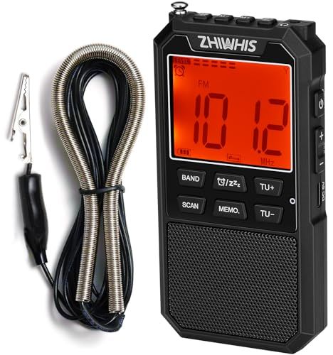 ZHIWHIS ラジオ小型 FM/AM/SW/ワイドFM対応 大画面/900mAh/デジタル時計/自動電源オン/タイマー/プリセット/キーロック USB-C充電式携帯DSPステレオ受信機 延長アンテナ付き ポータブル軽量 コンパクト 防災アウ 5d51f0b0