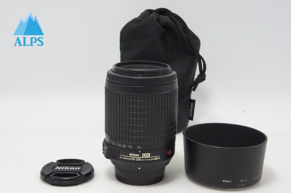 美品 Nikon ニコン AF-S DX NIKKOR 55-200mm F4-5.6G ED VR APS-C ズームレンズ フード ポーチ付 260513ao