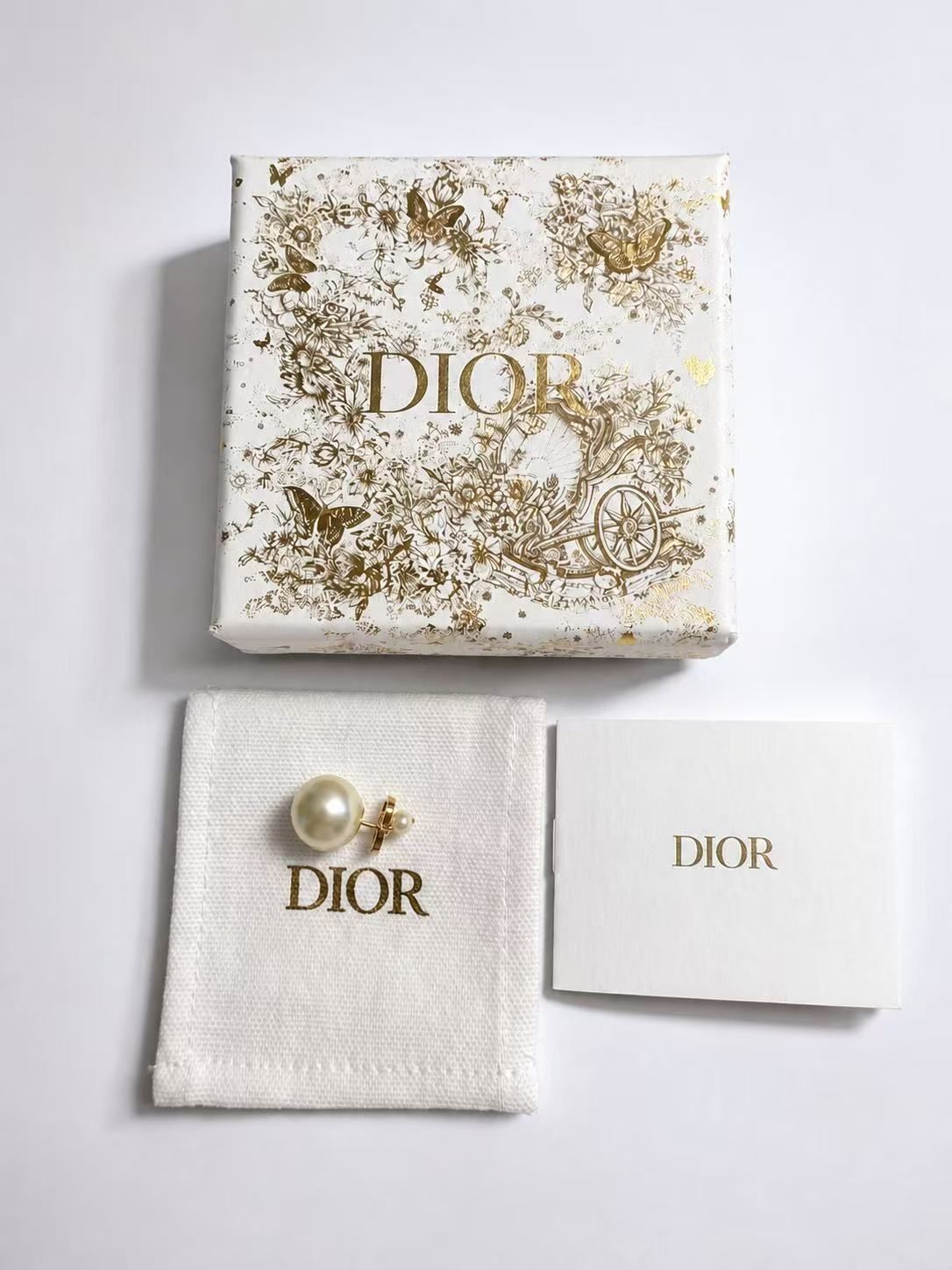 ✨ 極美 CDロゴ パール イヤリング ゴールド ✨ 極美品 Dior CDロゴ パール ラインストーン ピアス 片耳 ゴールド