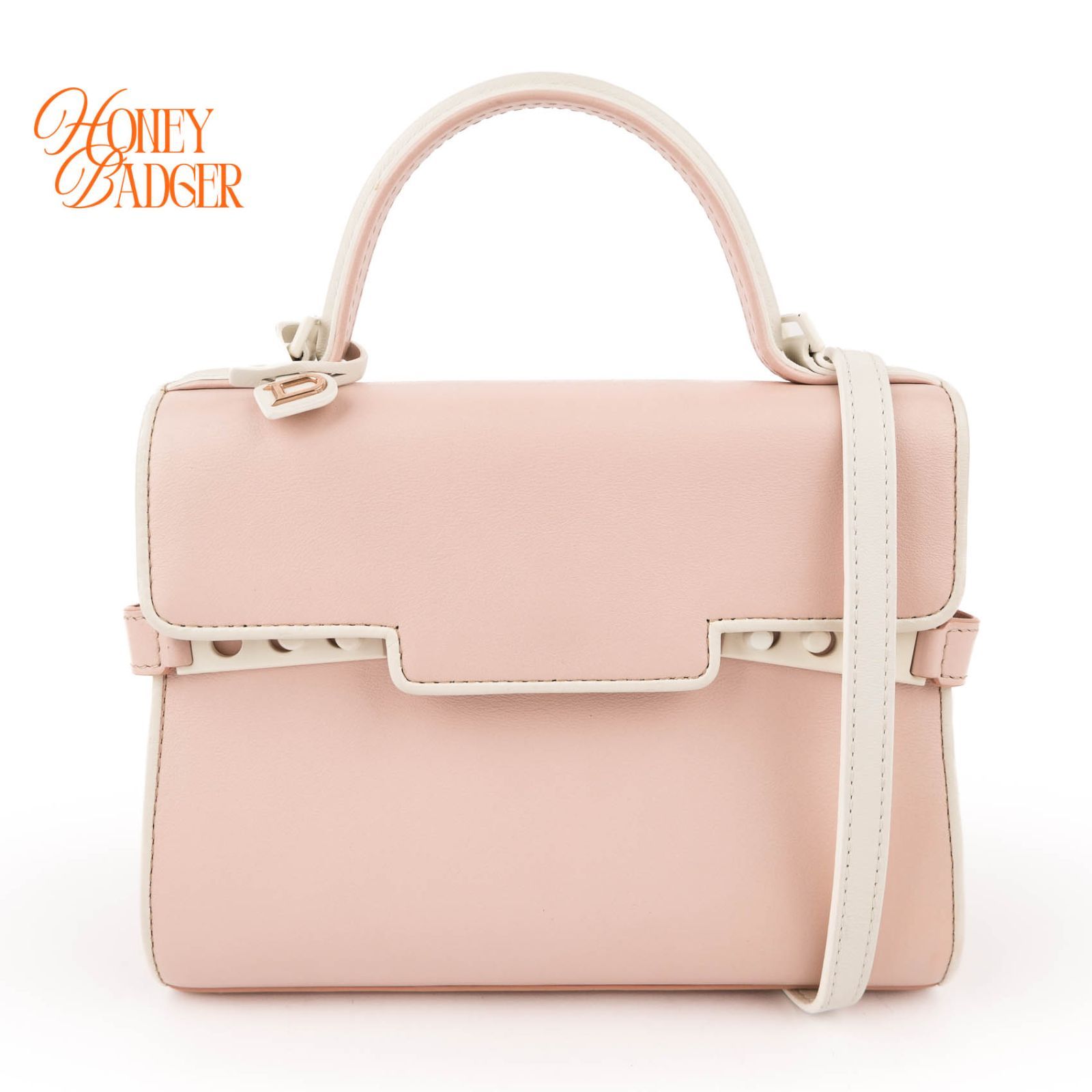 【中古】デルヴォーDelvaux タンペート ミニ カーフレザー 2WAYハンドバッグ ライトピンク (ミラー付き)