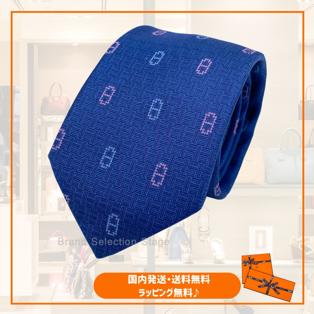 国内完売商品【新品】エルメス HERMES シルクタイ 7CM《 MAILLON D’ HIVER 》INDIGO / ROSE / CIEL ネイビー ピンク ブルー 総柄 ロゴ マイヨン柄 シルク100％ プレゼント 男性 メンズ H339404T 03 28,470円