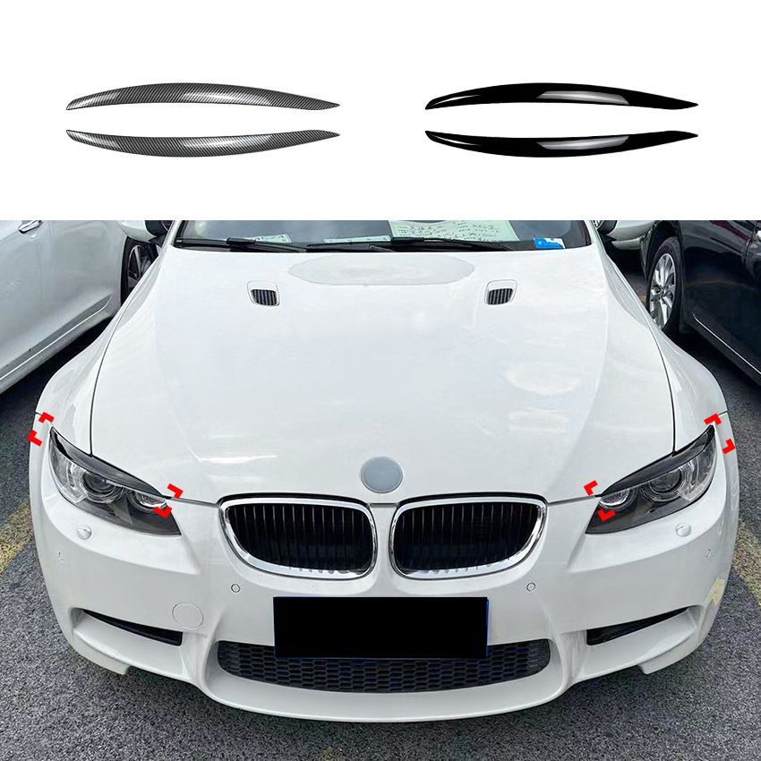 【送料無料】BMW 3シリーズ E90 M3 E92 E93 前期型 ヘッドライトアイブロウ アイリッド ABS製 カーボン調 ブラック ドレスアップ エクステリア カスタム スポーティ 新生活