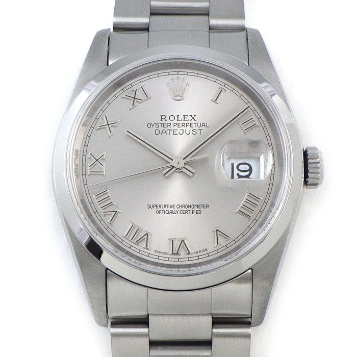 ロレックス Rolex 腕時計 デイトジャスト 16200 F番 2003年-2004年 シルバーサンレイ文字盤 ローマンインデックス デイト SS 自動巻き 【箱・保付き】 【中古】