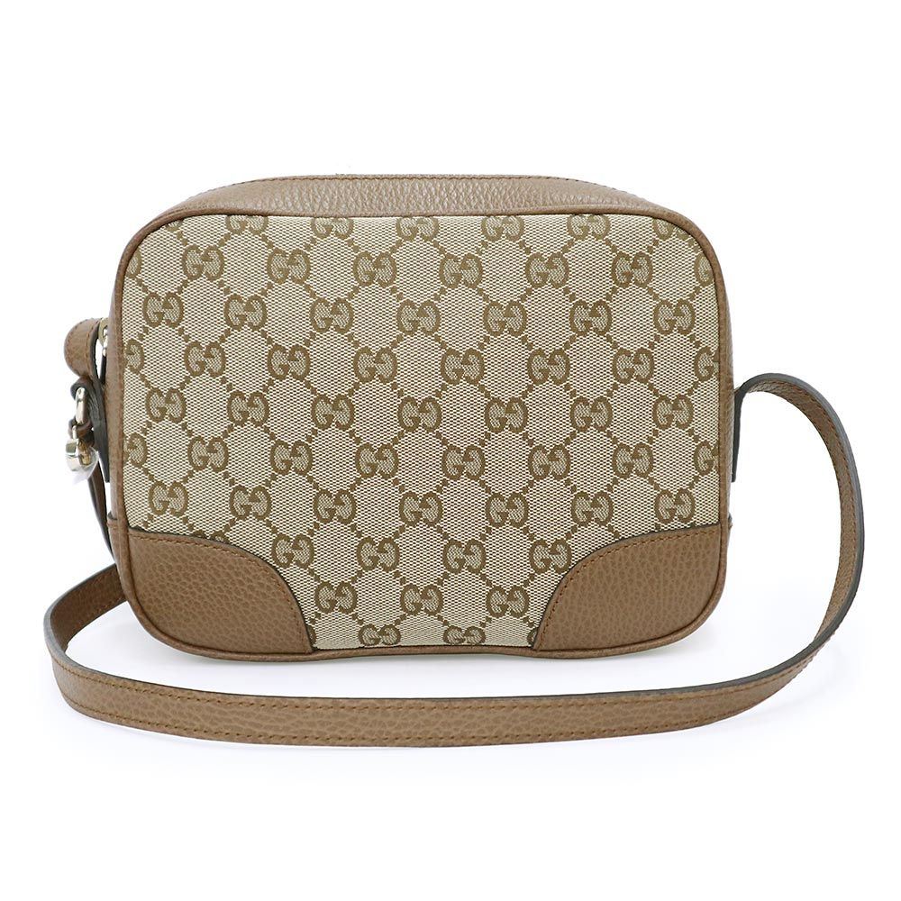 グッチ 449413 GGキャンバス ショルダーバッグ カーフスキン ブラウン ベージュ 斜め掛け レザー ゴールド金具 GUCCI（新品・未使用品）
