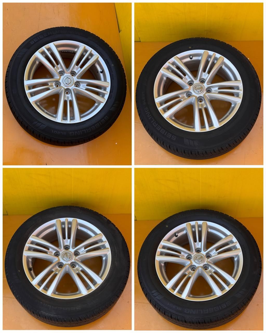 AT-680] 4本 5穴 NISSAN 日産 ホイール 17X7 1/2J ET45 SK74 SEIERLING タイヤ 225/55R17 101V 2020 溝 6.59/6.34/6.80/6.16ｍｍ