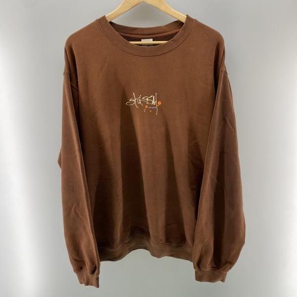 【中古】STUSSY 90-00s ロゴプリント スウェット ブラウン XL ステューシー[24]