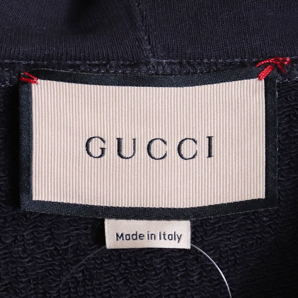 GUCCI スタッズロゴ付きノースリーブパーカー Sサイズ ブラック 663243