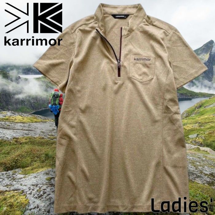 Karrimor カリマー 新品 ストレッチ 半袖 ポロシャツ Tシャツ ウェア アウトドア スポーツ レディース 1KATSM11468 青 90/S▲010▼60617m12 カリマー プルオーバー 吸水速乾 CORETECH 新品 UVカット