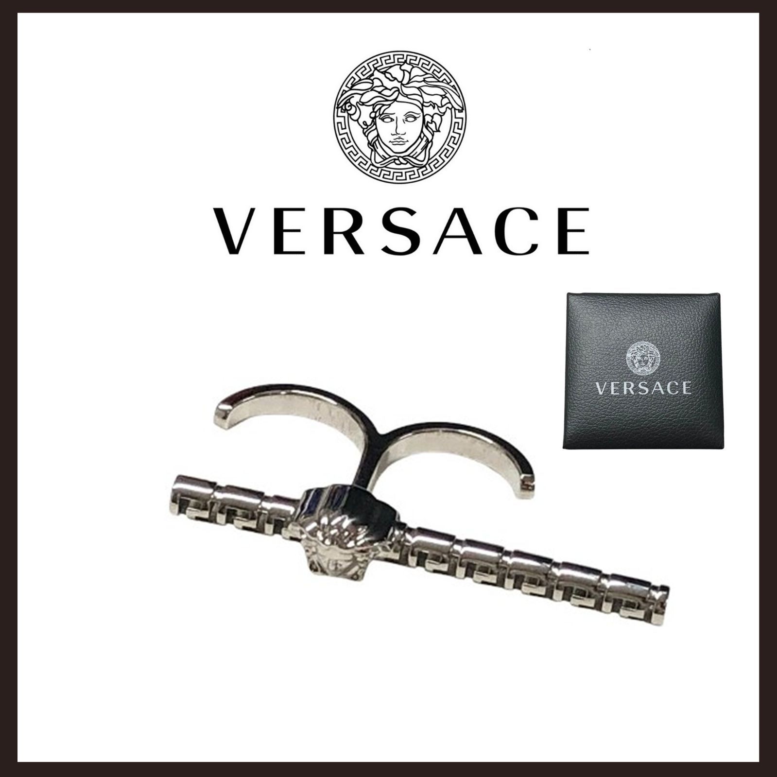 新品未使用　VERSACE (ヴェルサーチェ)　メドゥーサ グレカ ツーフィンガーリング　シルバー