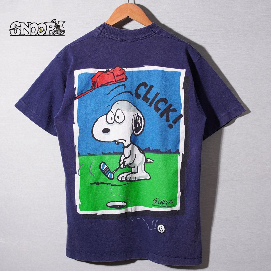 60s USA製 スヌーピー ウッドストック vintage プリント アニメ 90s USA製 スヌーピー Snoopy ウッドストック Tシャツ M ネイビー