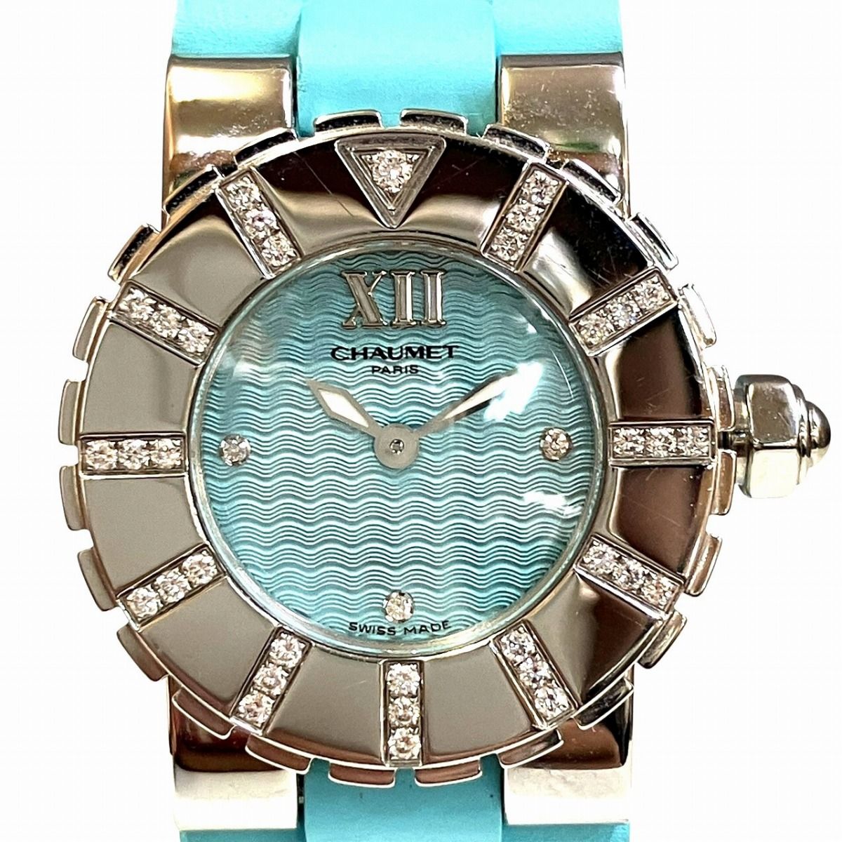 ショーメ Chaumet クラスワン 腕時計 総重量約53.1g SS ラバー クオーツ ブルー文字盤 W06209-24A レディース 53,880円