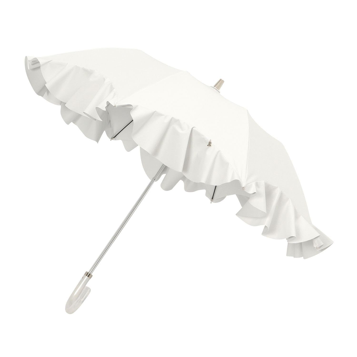 新品 ムーンバット 【ランバン オン ブルー】 日傘 折りたたみ傘 レディース 晴雨兼用 一級遮光 遮熱 UV フレアフリル 22-084-12082-51 オフホワイト