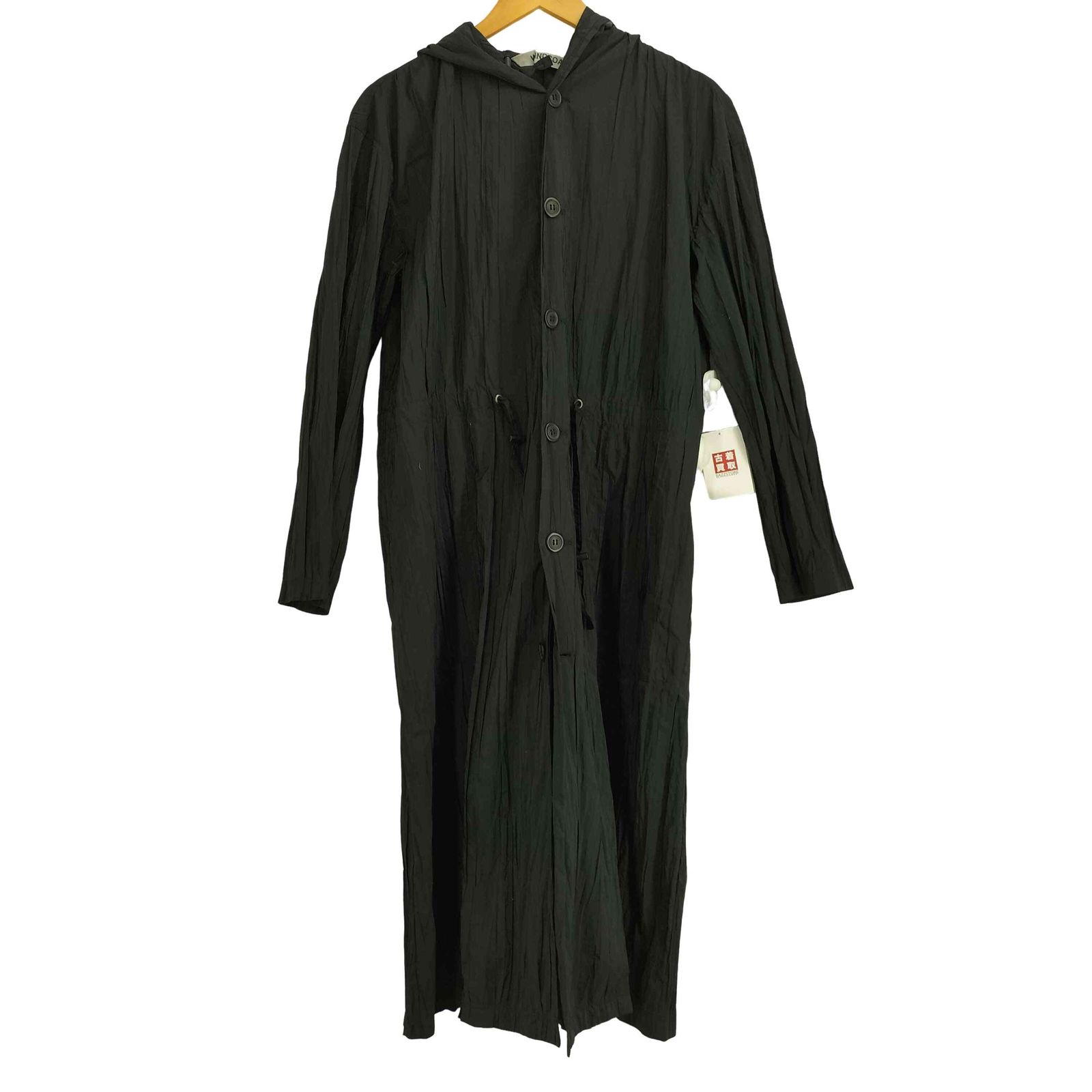 イッセイミヤケ ISSEY MIYAKE WINDCOAT シワ加工 ドロスト フーデッドコート レディース JPN:M