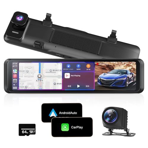 【Carplay/Android Auto搭載 スマホ連携】ドライブレコーダー ミラー型 進級版カーナビ カメラ再進化 4K 12インチ 大画面 前後カメラ 広角 HDR/WDR スーパー暗視機能 デジタルインナーミラー ドラレコ一体型 24 e6b21068