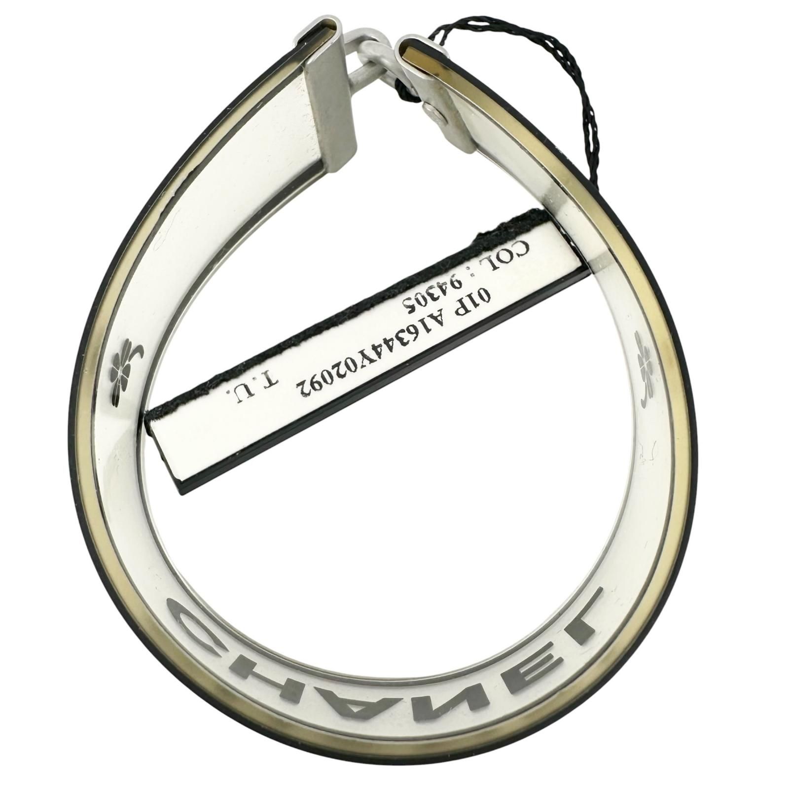 CHANEL シャネル ロゴ ブレスレット ラバー ホワイト/ブラック【中古