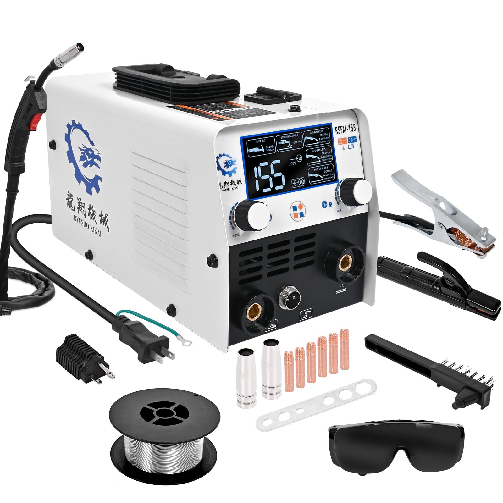 半自動溶接機 1台3役対応 ノンガス MIG/アーク溶接/LIFT TIG 電気溶接機 IGBT搭載100V/200V 兼用 最大出力 120A 定格使用率 60% LED液晶表示 電流電圧調整可能 小型軽量ノンガス溶接機 スパッタ少 家庭用 b32171ce