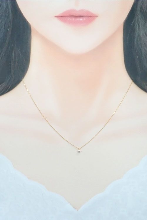 エテ ダイヤモンド ネックレス K18イエローゴールド ete 一粒ダイヤ