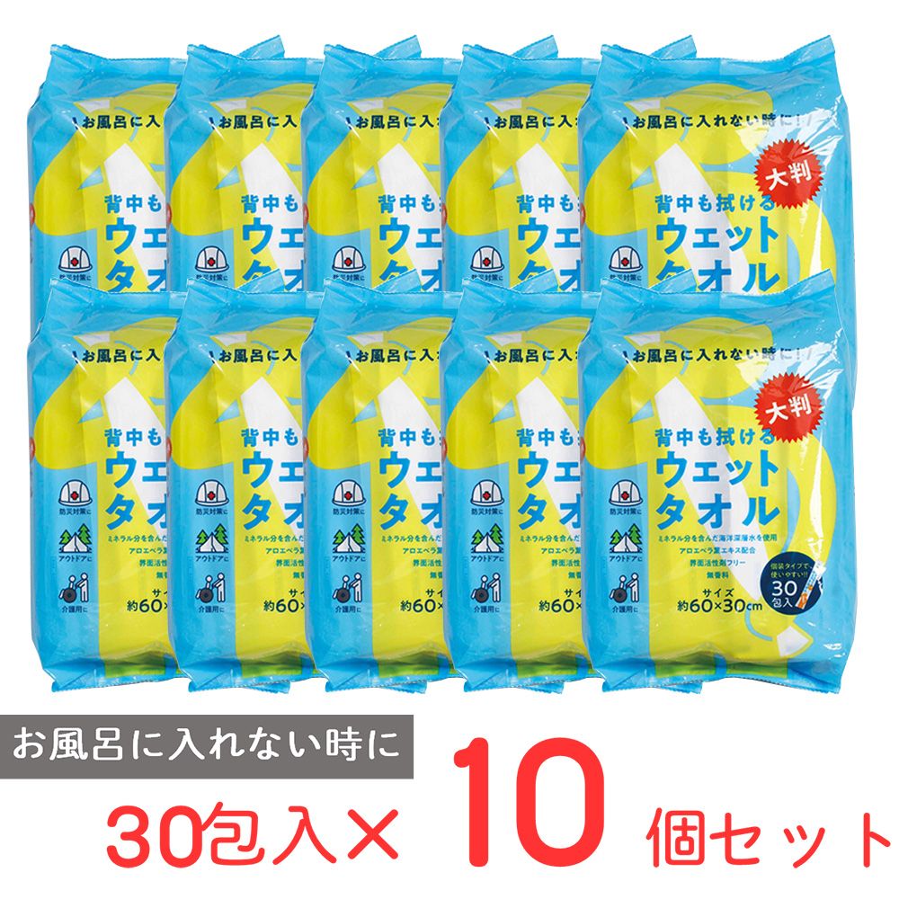 背中も拭ける大判ウェットタオル×10個