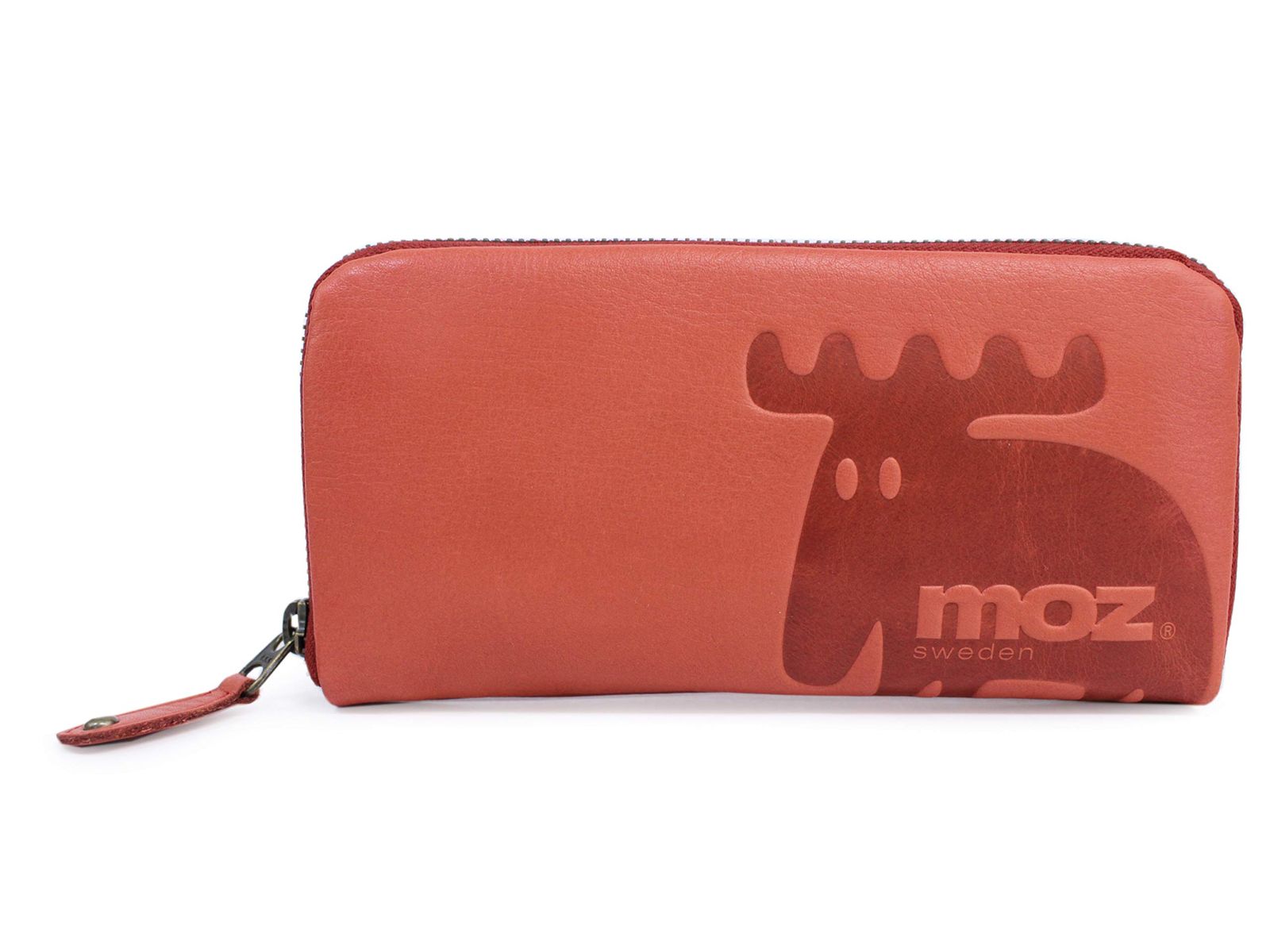 新品 [モズ] moz 長財布 レディース 本革 大容量 シンプル ラウンドファスナー 【NO.86001】 (レッド)