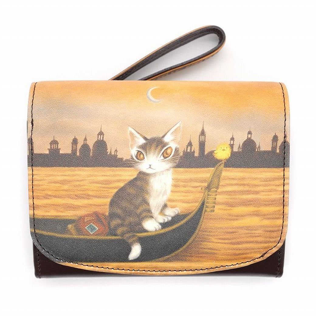 新品 [わちふぃーるど] 猫のダヤン ダヤン 本革 ゴンドラ２つ折り財布