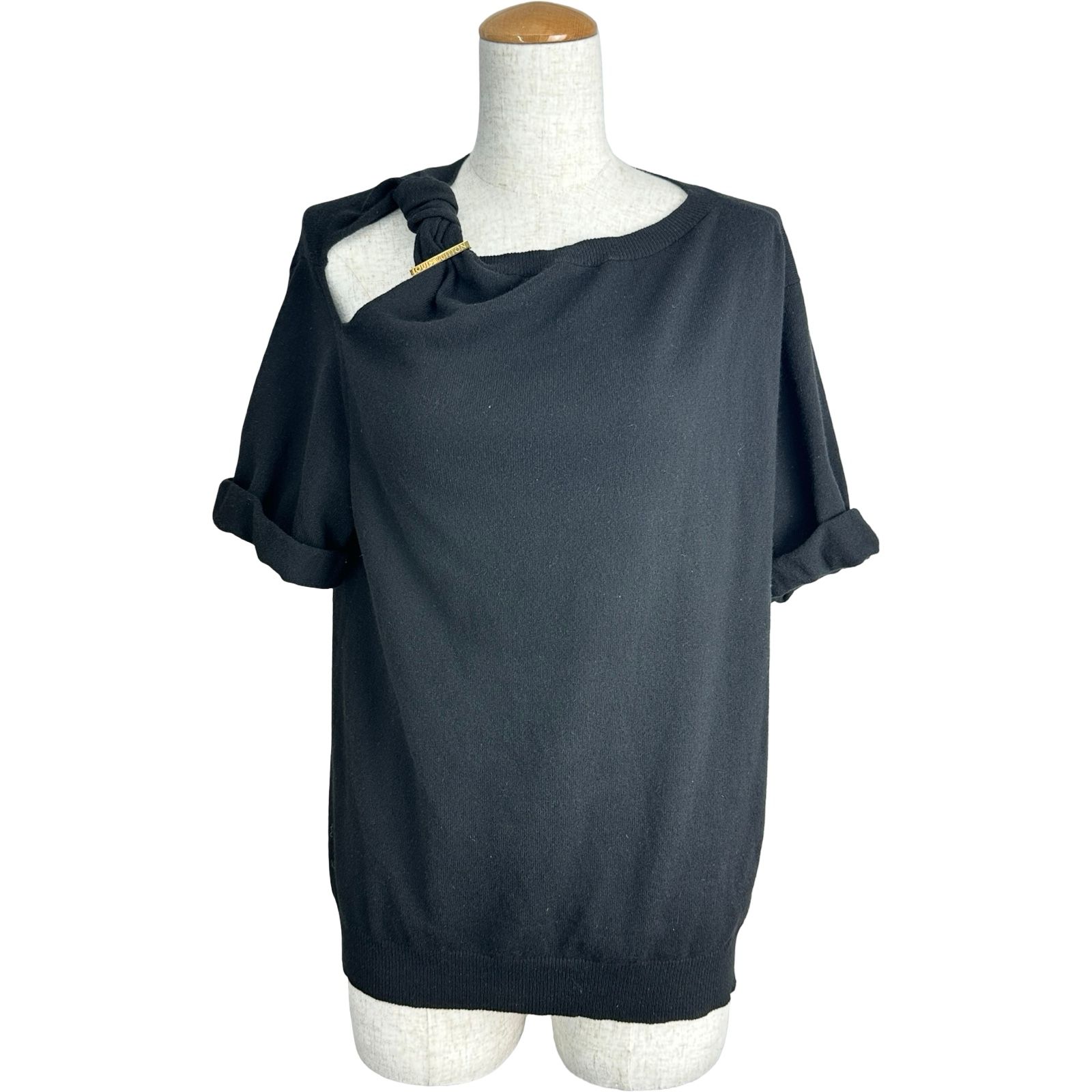 ルイ・ヴィトン LOUIS VUITTON カシミヤショートスリーブニットセーター WQKS06MRV ブラック カシミヤ レディース 半袖Ｔシャツ