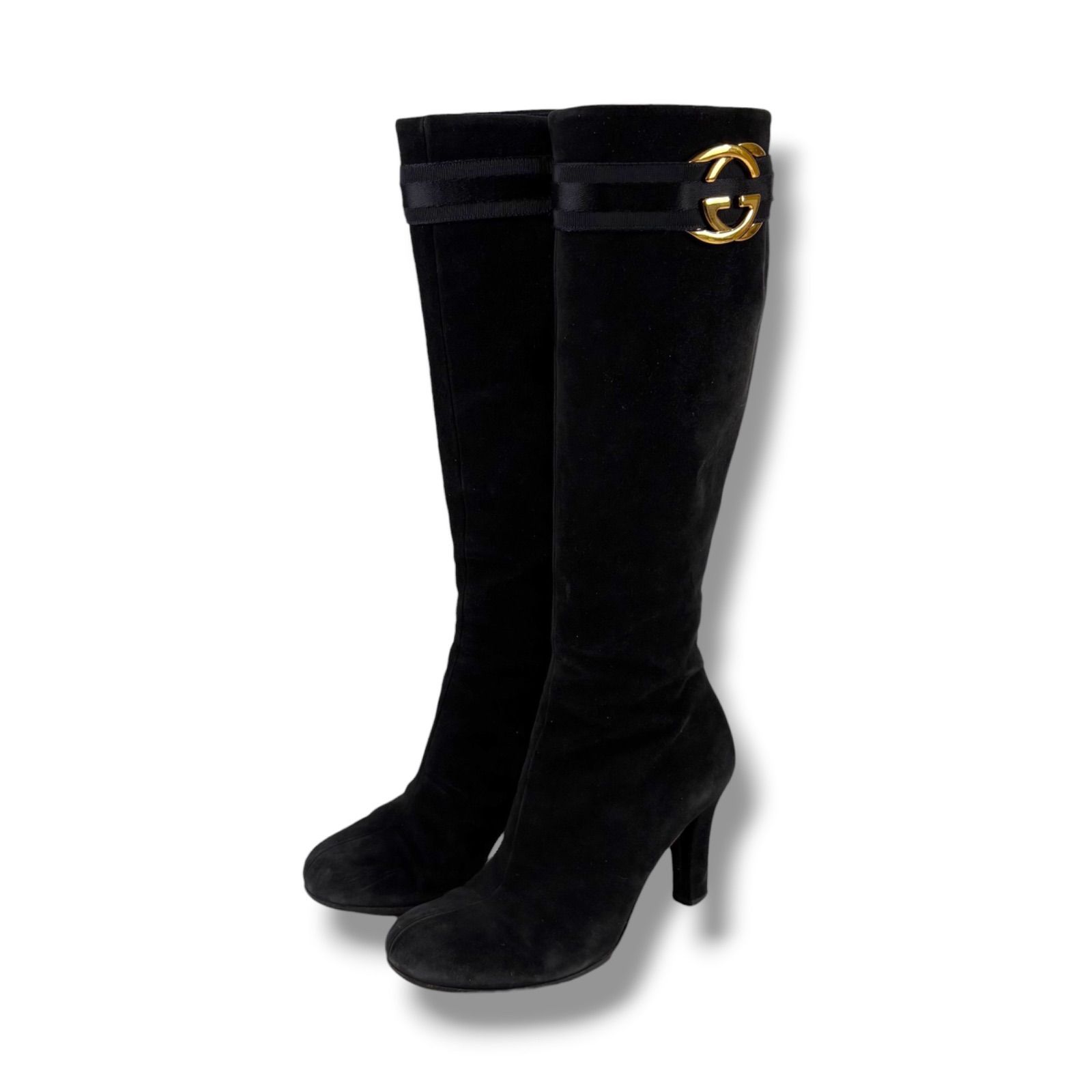 GUCCI ロングブーツ グッチ スエード ブーツ ブラック 黒 ⁄ GUCCI