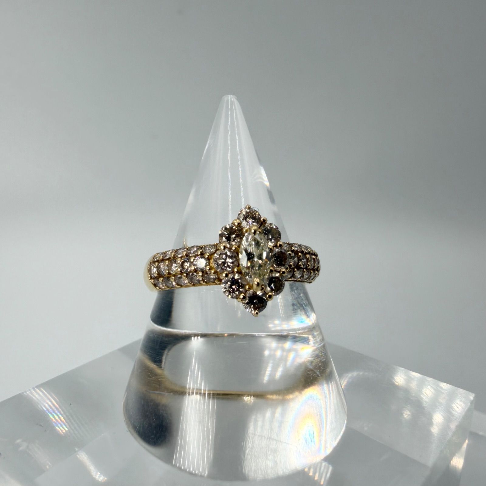 K18 1.00ct マーキスカット ダイヤモンド リング 2.4g