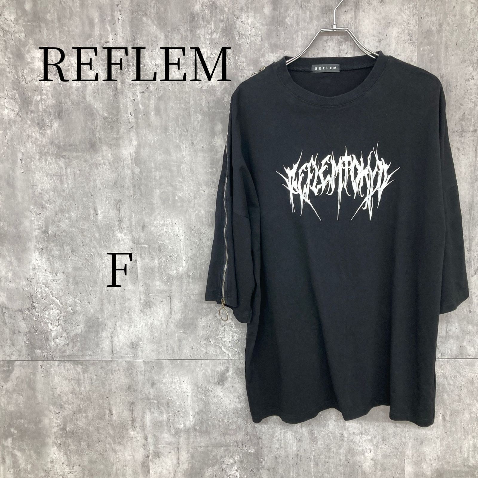 レフレム REFLEM ショルダーZIPカットソー Tシャツ 半袖 長袖 黒 