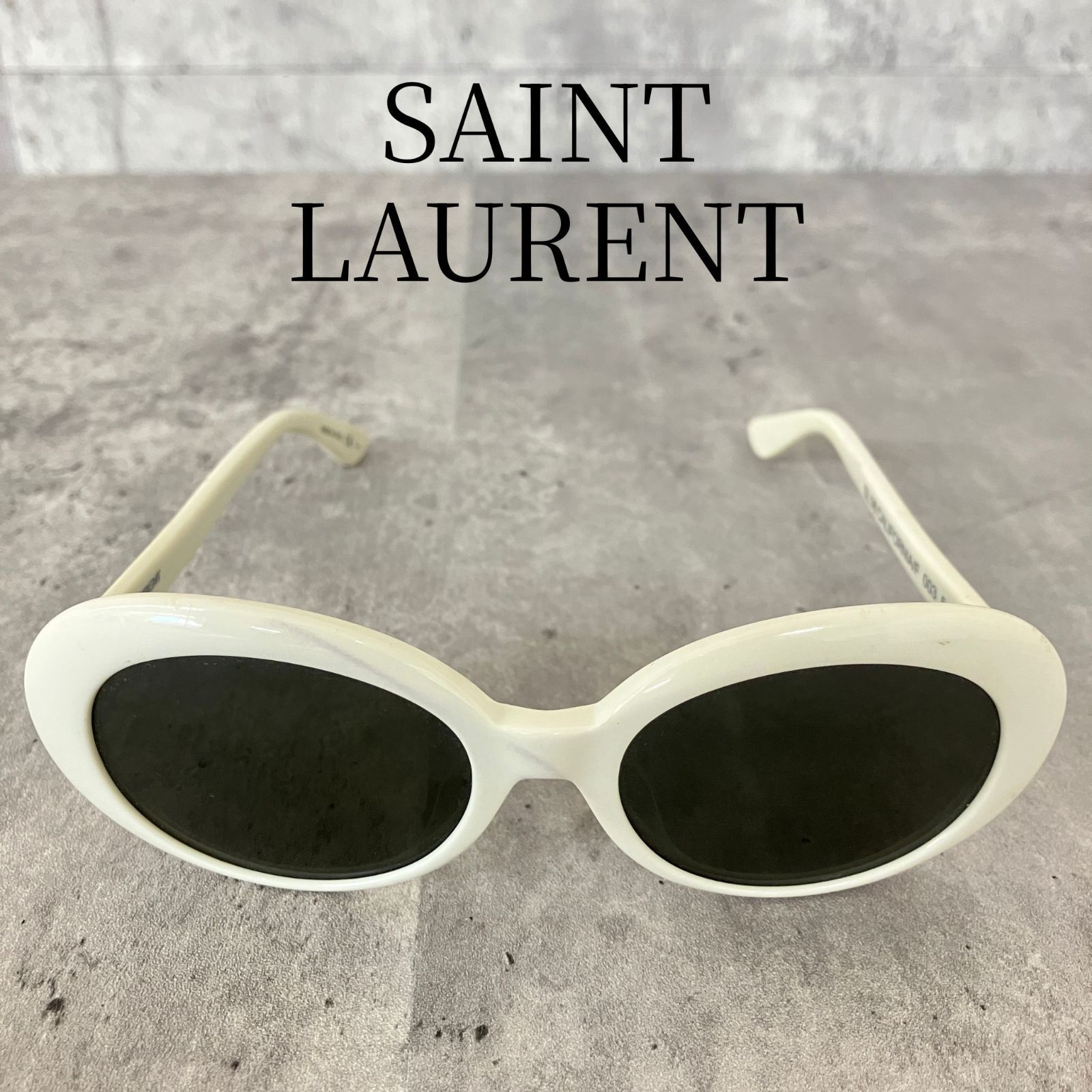 サンローラン サングラス YSL オーバル セルフレーム サーフ 白 アイウェア SAINT LAURENT SURF クロス付 メンズ レディース