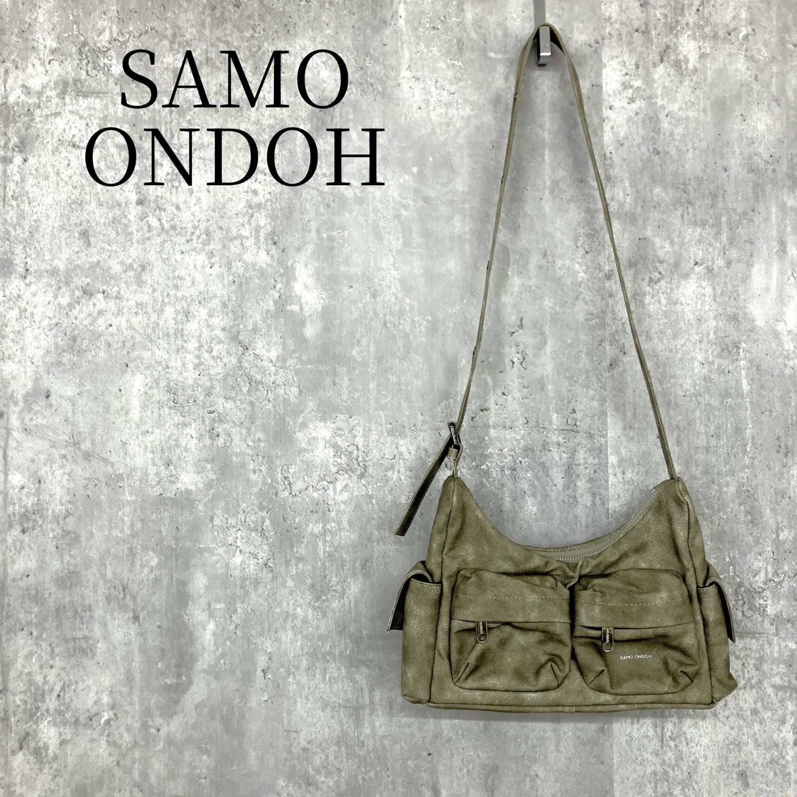 SAMO ONDOH セイモオンド ショルダーバッグ カーゴバッグ カーキ フェイクレザー スエード調 3way 肩掛け 斜め掛け クロスボディ ユーティリティ テック系 Y2K 韓国ブランド レディース カバン 鞄
