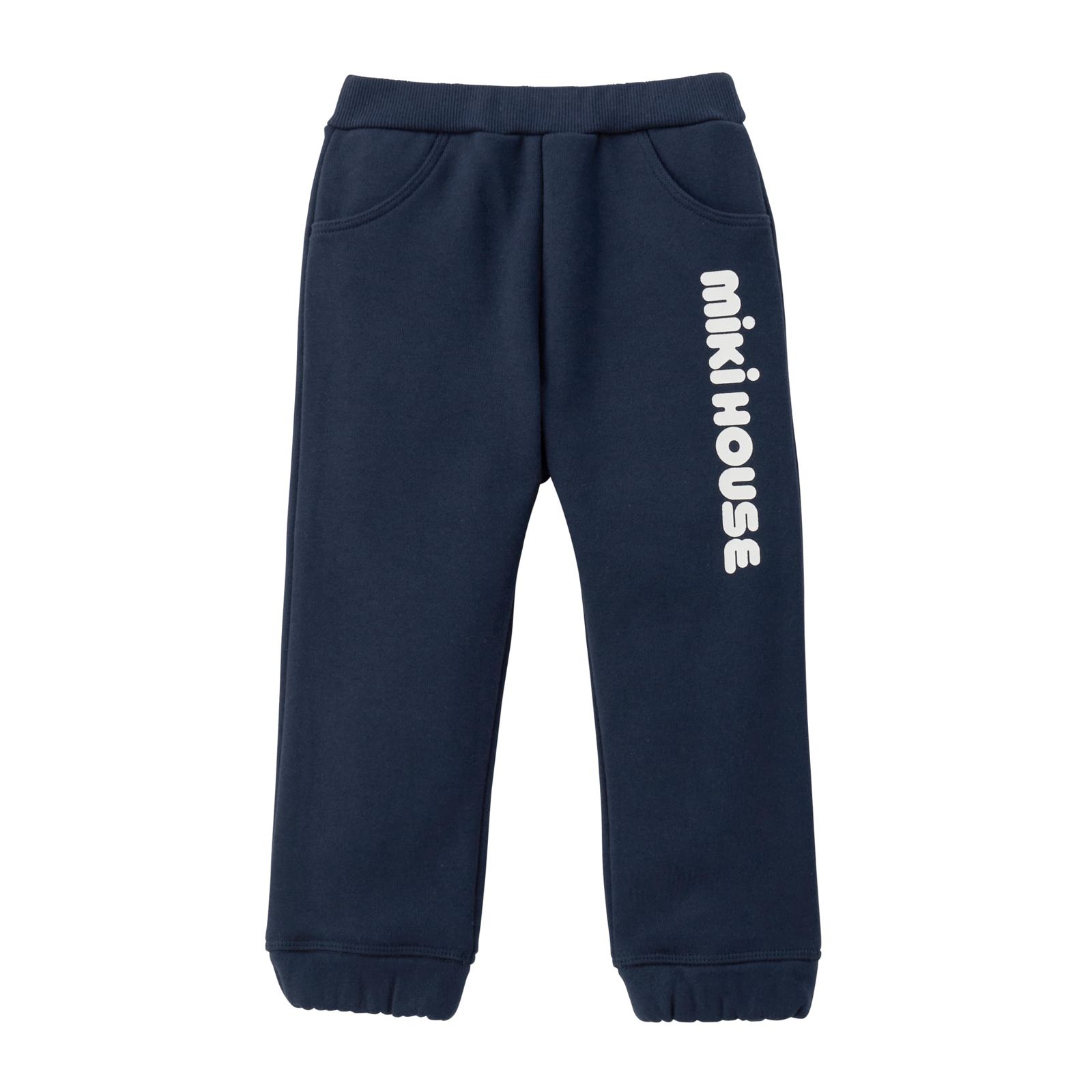 新品 [ミキハウス] WEB限定 ロゴパンツ ロングパンツ ズボン ロゴ 無地 男の子 女の子 ベビー キッズ 子供服 通園 通学 10-3219-680 80cm 紺