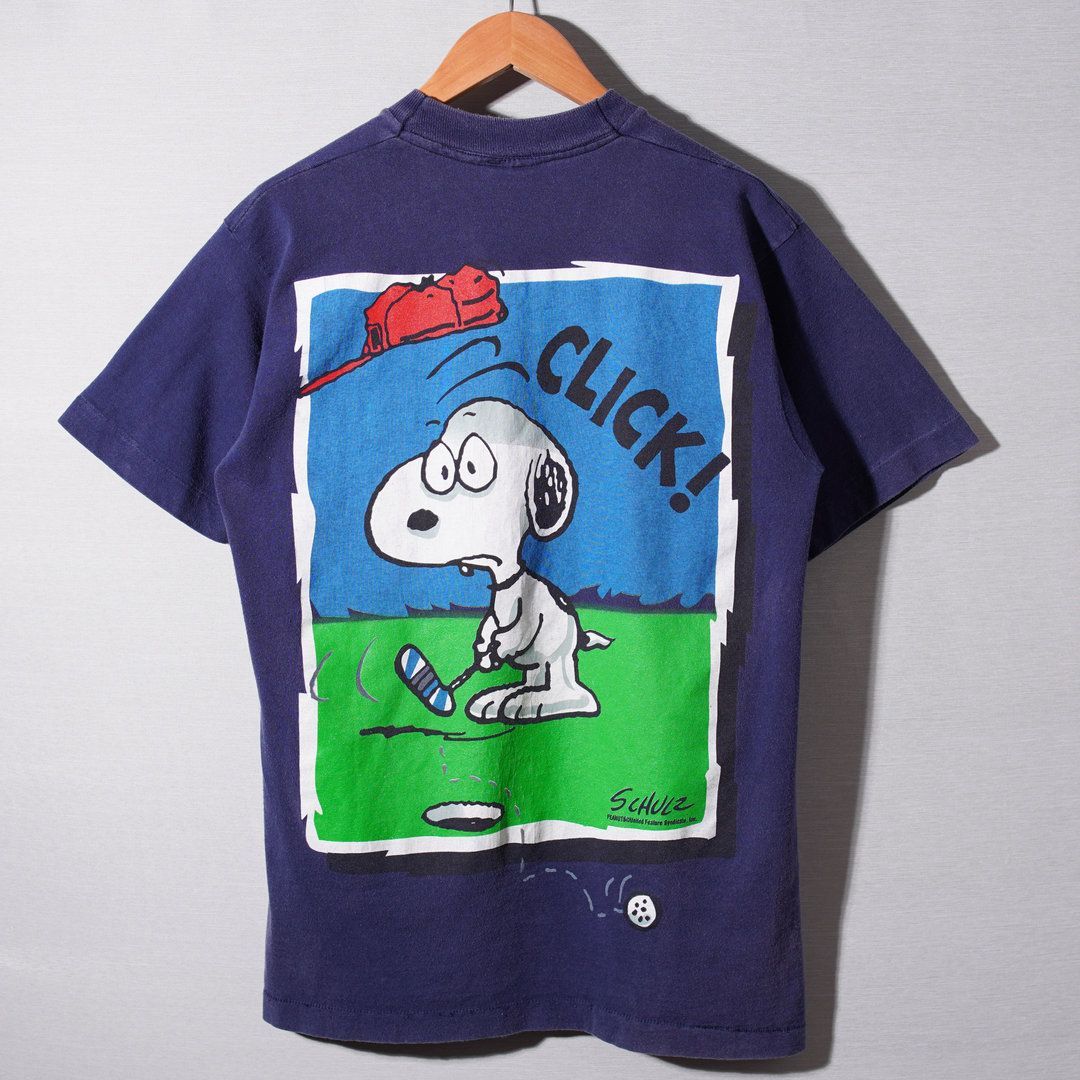 90s USA製 スヌーピー Snoopy ウッドストック Tシャツ M ネイビー