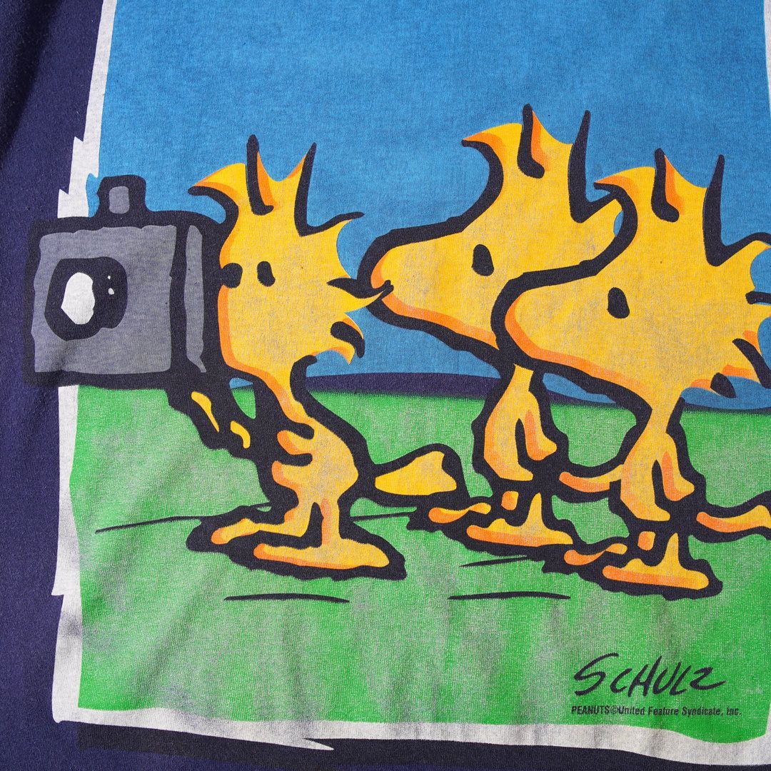 90s USA製 スヌーピー Snoopy ウッドストック Tシャツ M ネイビー