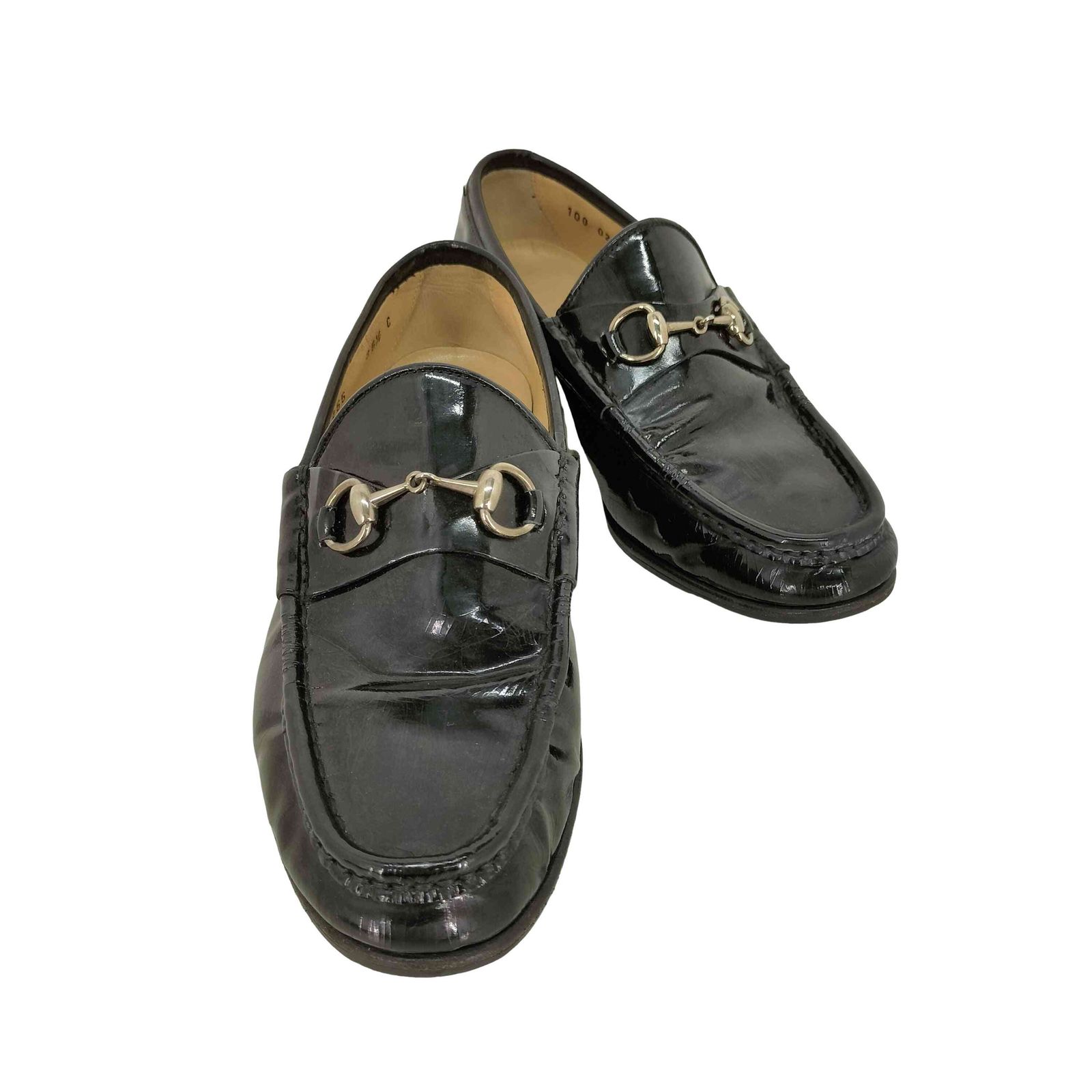 グッチ GUCCI パテントレザー ホースビットローファー レディース 35 1 