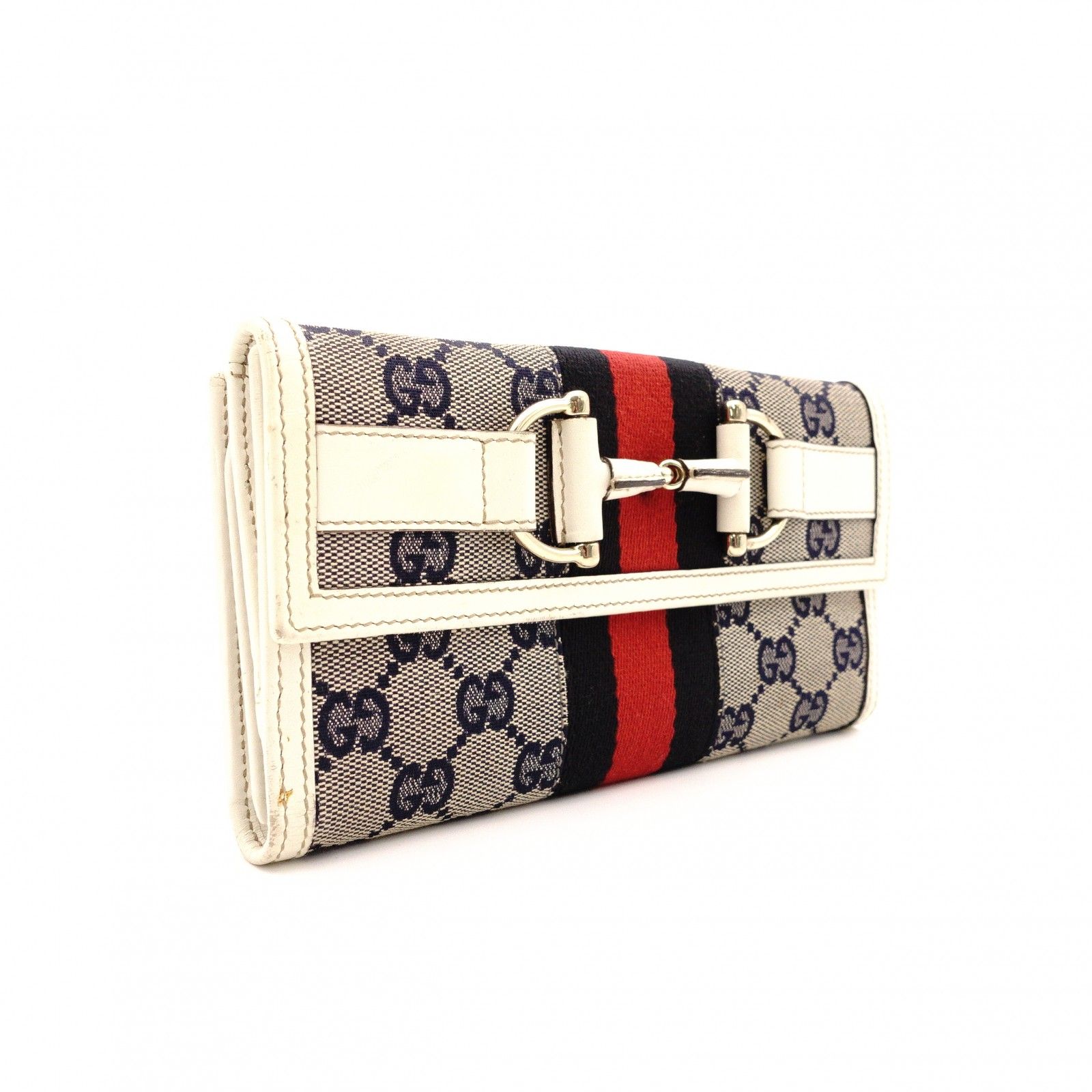GUCCI グッチ ホースビット GGキャンバス 長財布 キャンバス レザー 